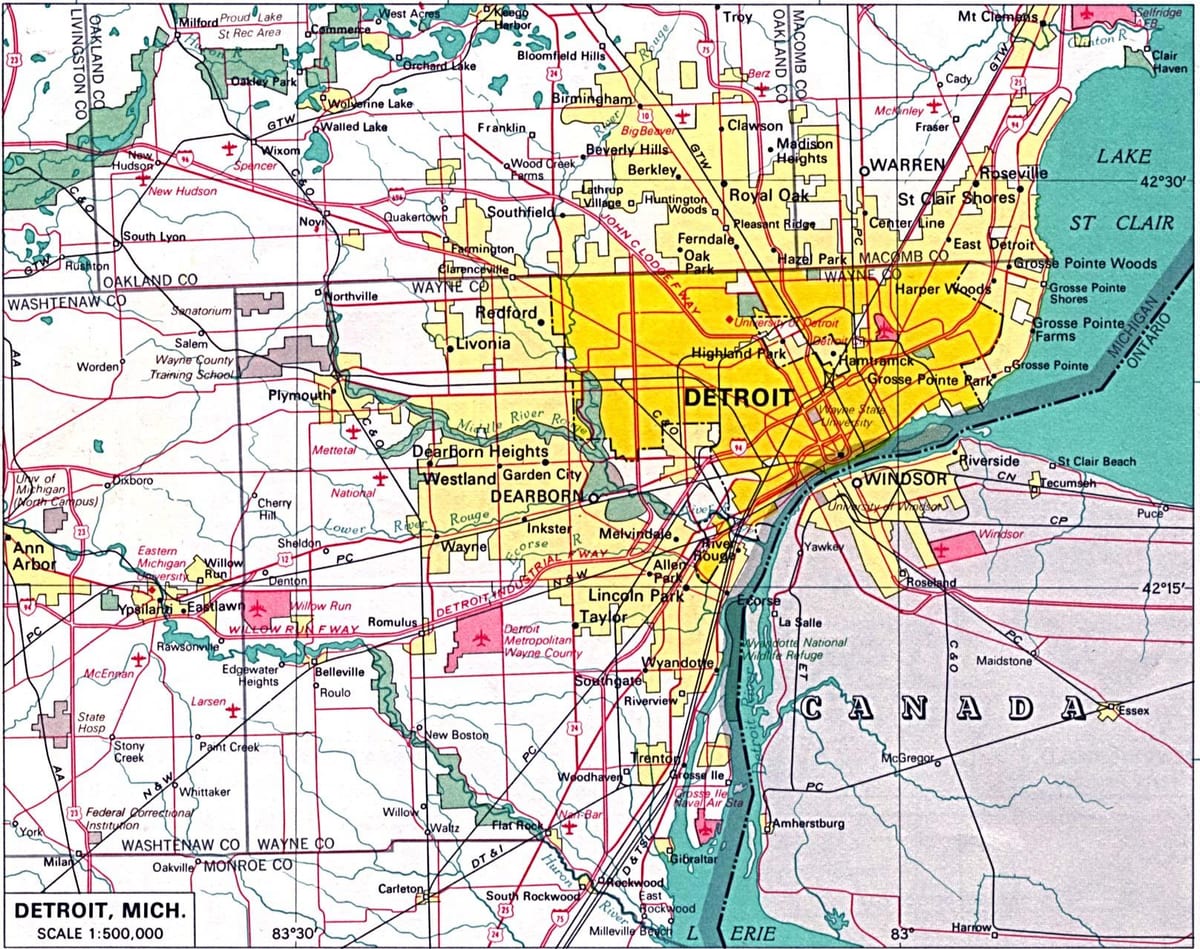 xəritə Ətrafında Detroit
