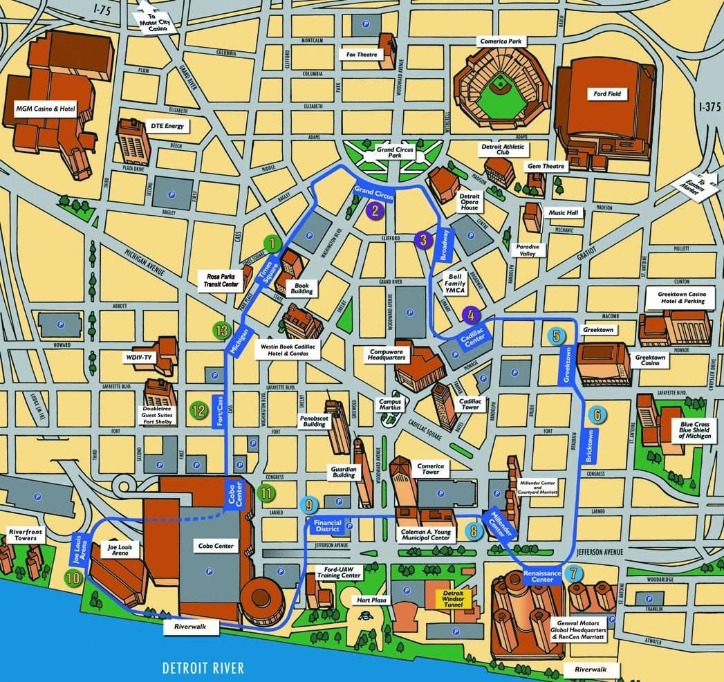 пипл мувер Detroit xəritə