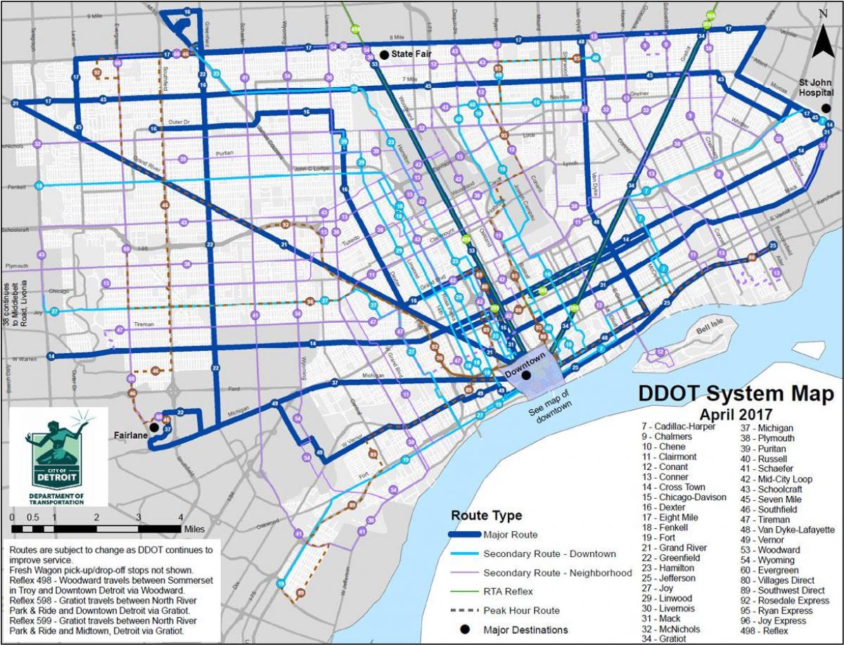 kart Detroit avtobus