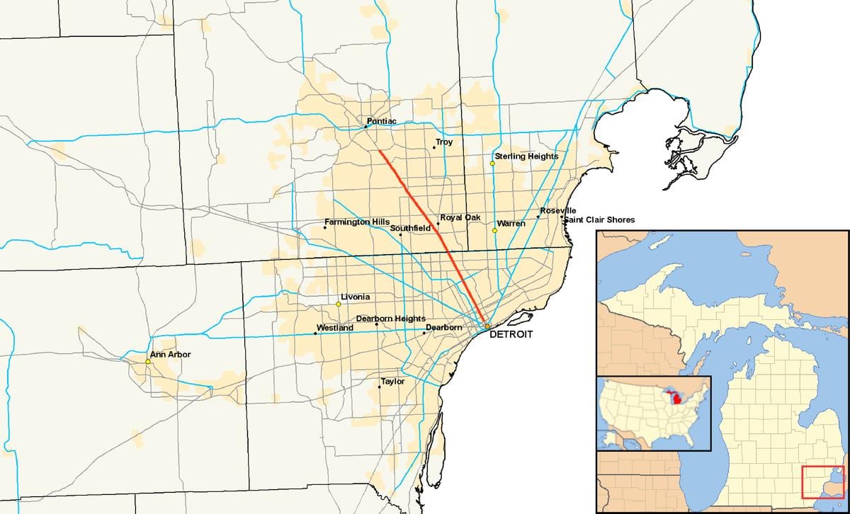 Detroit bələdiyyələrin xəritəsi